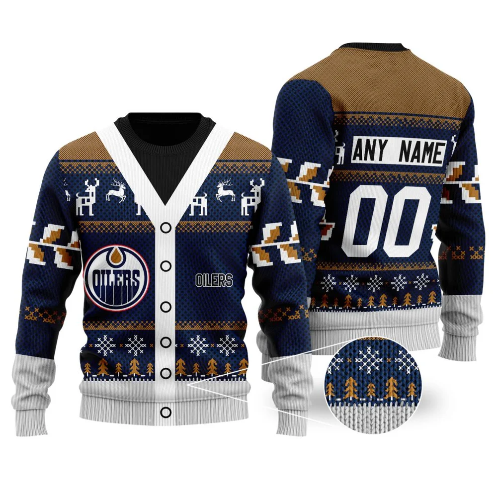 NHL Edmonton Oilers | Personalized Name & Number Unisex Sweater For Christmas Season