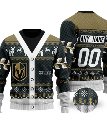 NHL Vegas Golden Knights | Personalized Name &amp; Number Unisex Sweater For Christmas Season