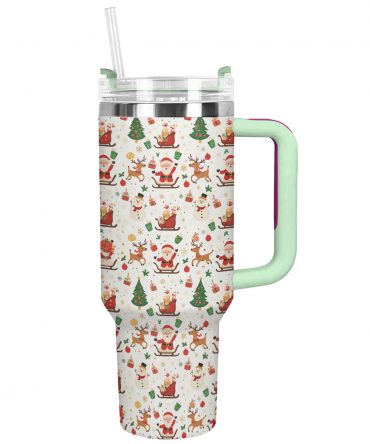 Festive Christmas Joy Custom Stanley Quencher 40oz Stainless Steel Tumbler With Handle