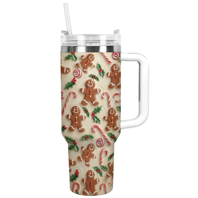 Festive Sweets Christmas Custom Stanley Quencher 40oz Stainless Steel Tumbler With Handle - Image 3
