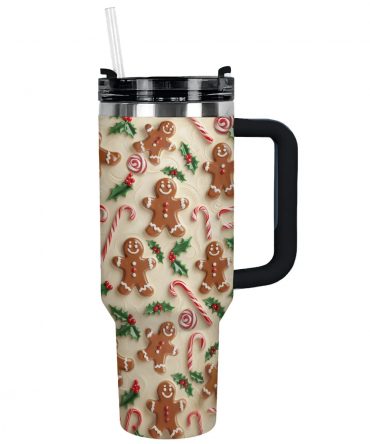 Festive Sweets Christmas Custom Stanley Quencher 40oz Stainless Steel Tumbler With Handle