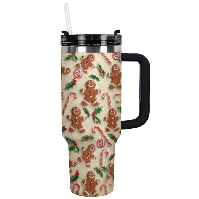 Festive Sweets Christmas Custom Stanley Quencher 40oz Stainless Steel Tumbler With Handle