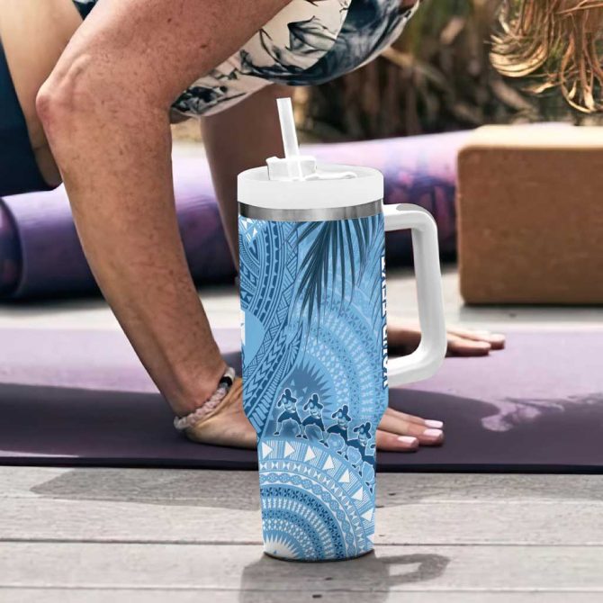 Fiji Rugby Bula Masi Fish Tail Kaivity Cibi Turquoise Custom Stanley Quencher 40oz Stainless Steel Tumbler With Handle - Image 6