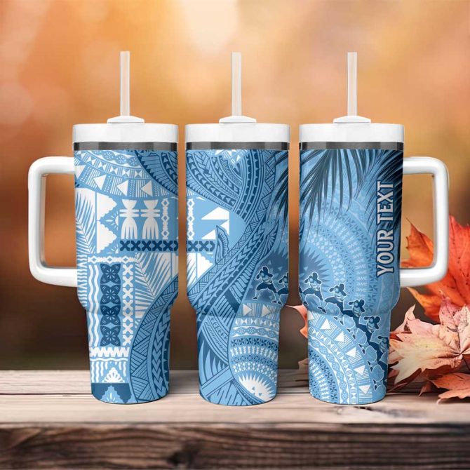 Fiji Rugby Bula Masi Fish Tail Kaivity Cibi Turquoise Custom Stanley Quencher 40oz Stainless Steel Tumbler With Handle - Image 4