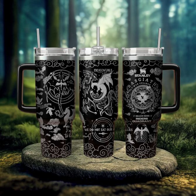 Fourth Wing Book Custom Stanley Quencher 40oz Stainless Steel Tumbler With Handle