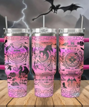 Fourth Wing Book Custom Stanley Quencher 40oz Stainless Steel Tumbler With Handle