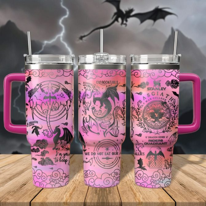 Fourth Wing Book Custom Stanley Quencher 40oz Stainless Steel Tumbler With Handle