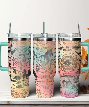 Fourth Wing Book Custom Stanley Quencher 40oz Stainless Steel Tumbler With Handle