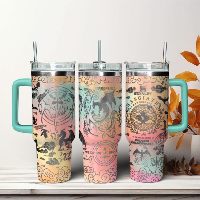 Fourth Wing Book Custom Stanley Quencher 40oz Stainless Steel Tumbler With Handle