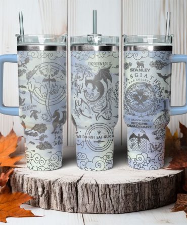 Fourth Wing Book Custom Stanley Quencher 40oz Stainless Steel Tumbler With Handle