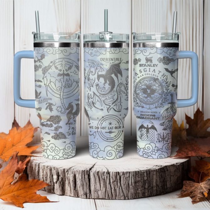 Fourth Wing Book Custom Stanley Quencher 40oz Stainless Steel Tumbler With Handle