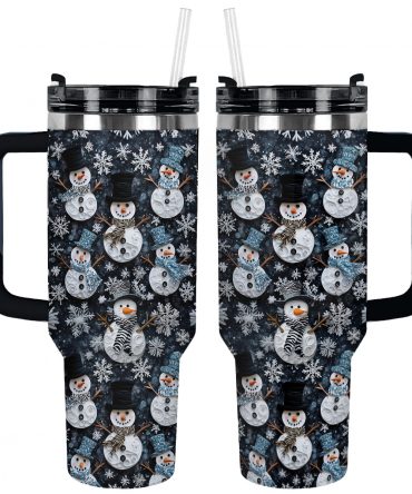 Frosty Snowman Friends Christmas Custom Stanley Quencher 40oz Stainless Steel Tumbler With Handle