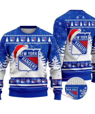 NHL New York Rangers Personalized Name Christmas Design Ugly Sweater ST2301
