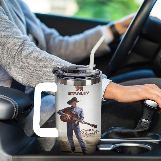 George Strait Music Custom Stanley Quencher 40oz Stainless Steel Tumbler With Handle - Image 4