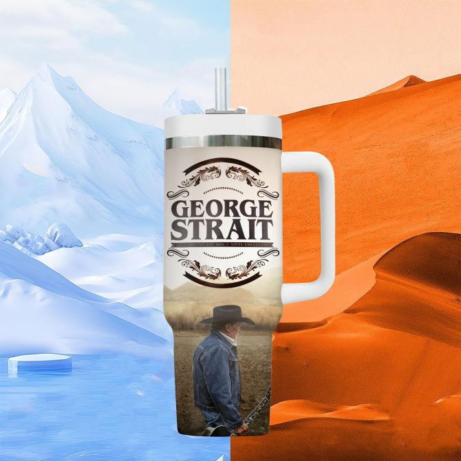 George Strait Music Custom Stanley Quencher 40oz Stainless Steel Tumbler With Handle - Image 3