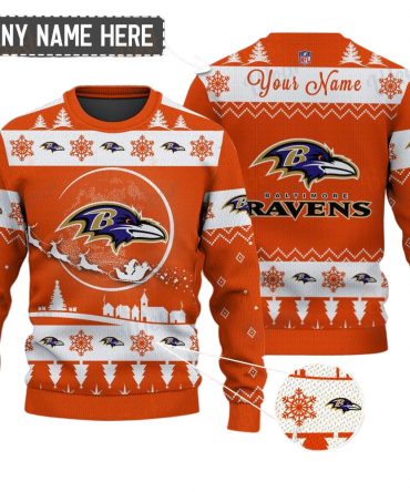 Baltimore Ravens NFL Ugly Christmas Sweater - Name Customized