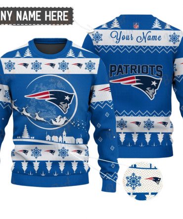 New England Patriots NFL Ugly Christmas Sweater - Name Customized