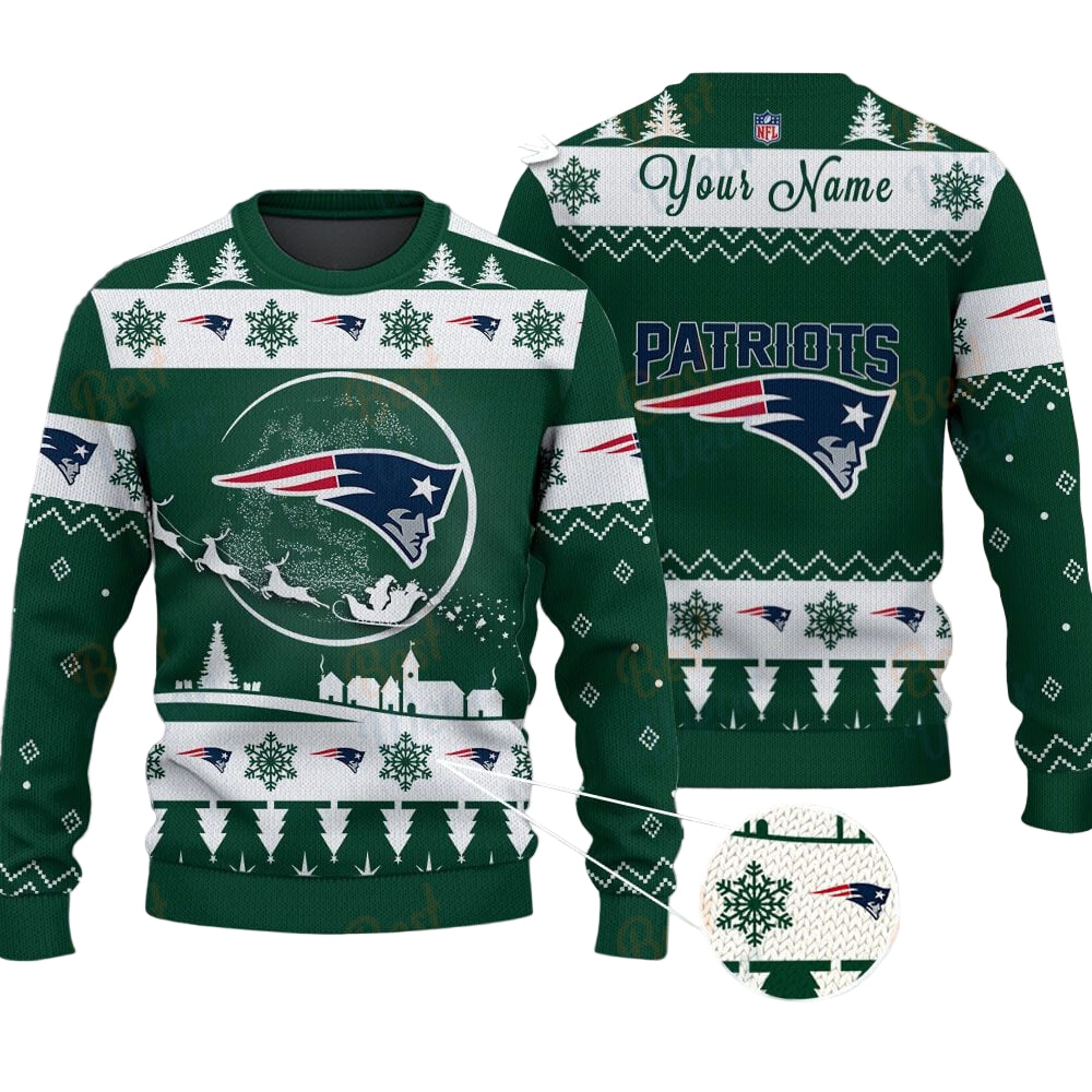 New England Patriots NFL Ugly Christmas Sweater - Name Customized - Image 2