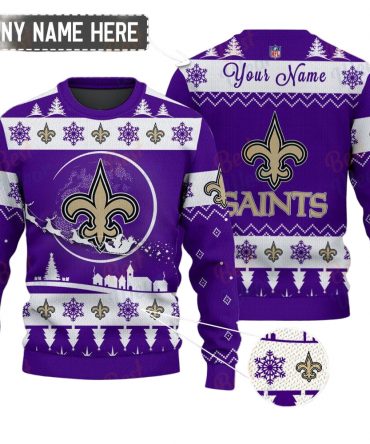 New Orleans Saints NFL Ugly Christmas Sweater - Name Customized