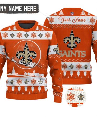 New Orleans Saints NFL Ugly Christmas Sweater - Name Customized