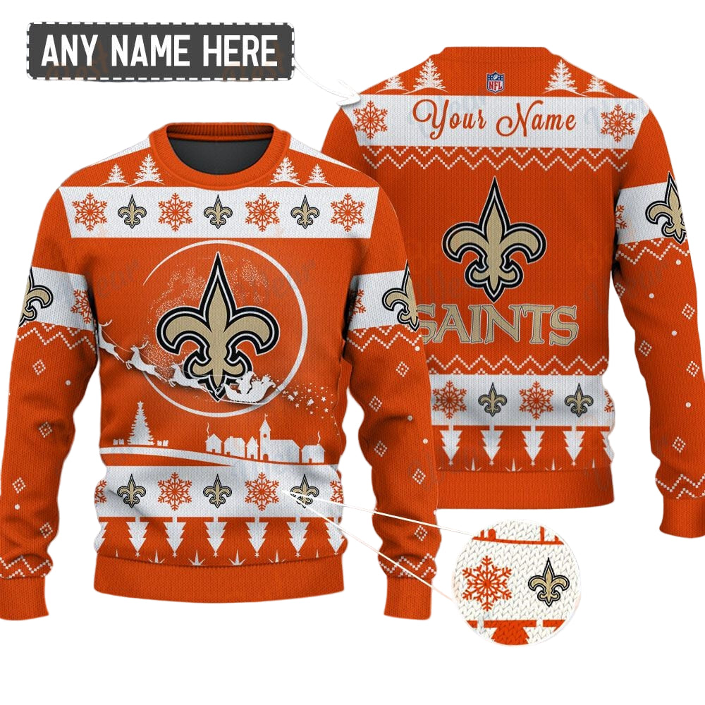 New Orleans Saints NFL Ugly Christmas Sweater - Name Customized