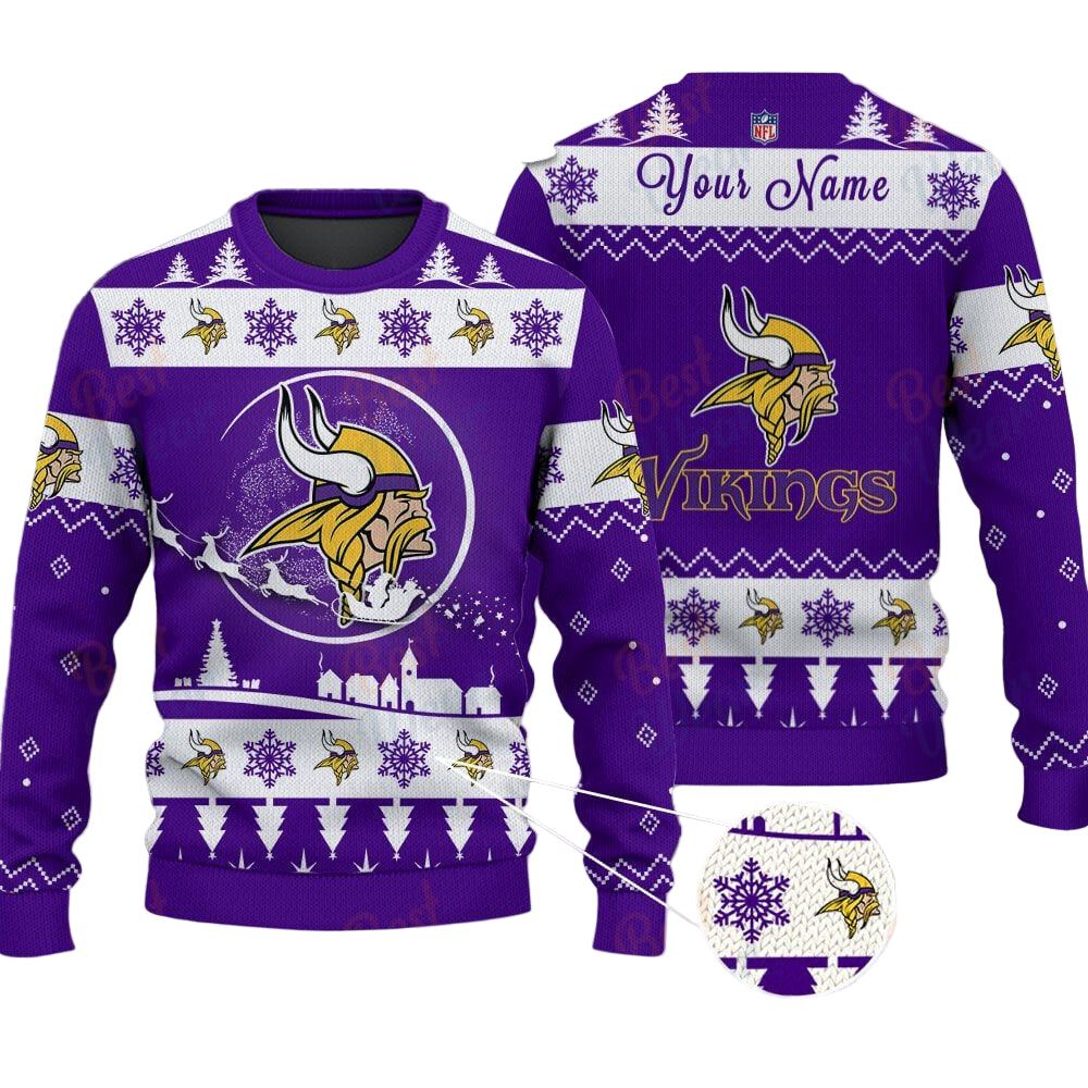 Minnesota Vikings NFL Ugly Christmas Sweater - Name Customized