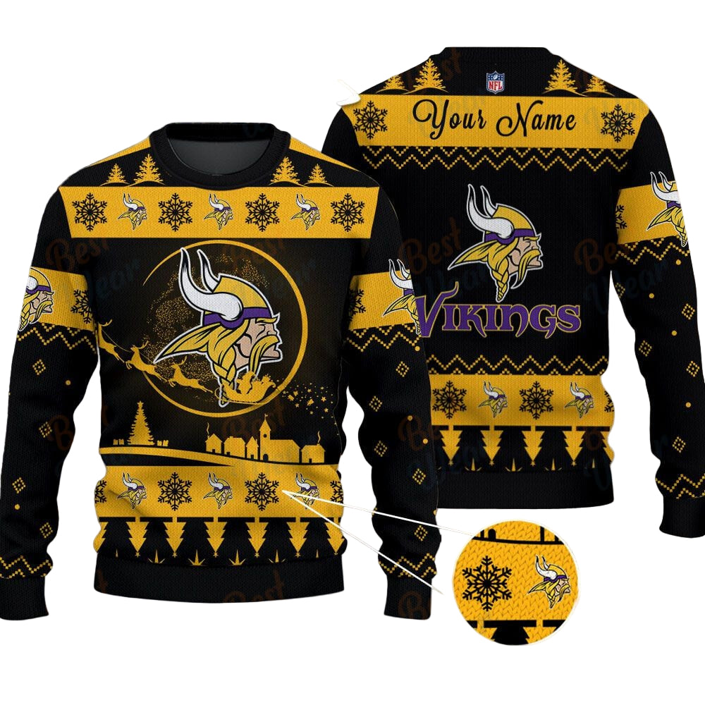 Minnesota Vikings NFL Ugly Christmas Sweater - Name Customized - Image 2