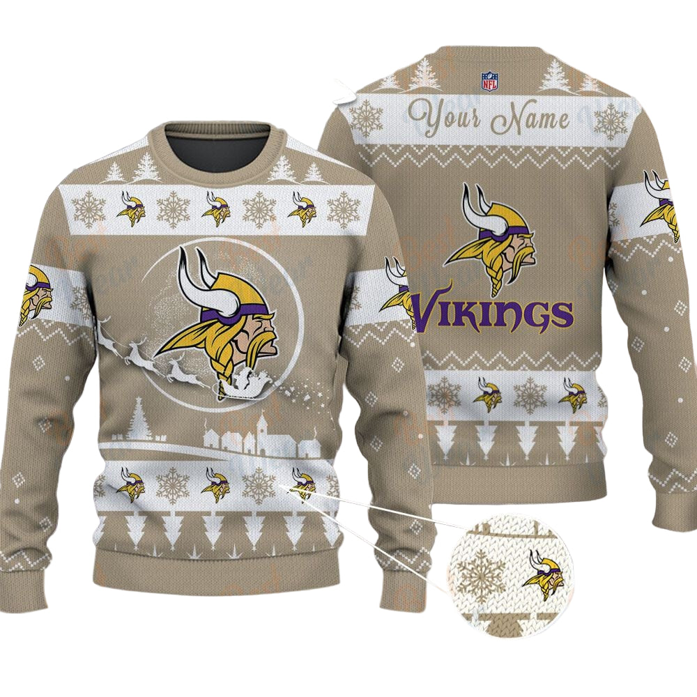Minnesota Vikings NFL Ugly Christmas Sweater - Name Customized