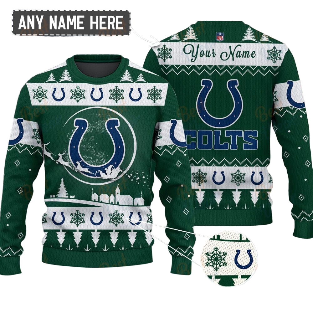 Indianapolis Colts NFL Ugly Christmas Sweater - Name Customized - Image 2