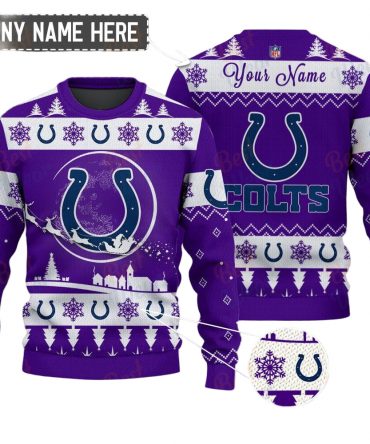 Indianapolis Colts NFL Ugly Christmas Sweater - Name Customized
