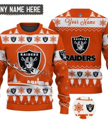 Las Vegas Raiders NFL Ugly Christmas Sweater - Name Customized