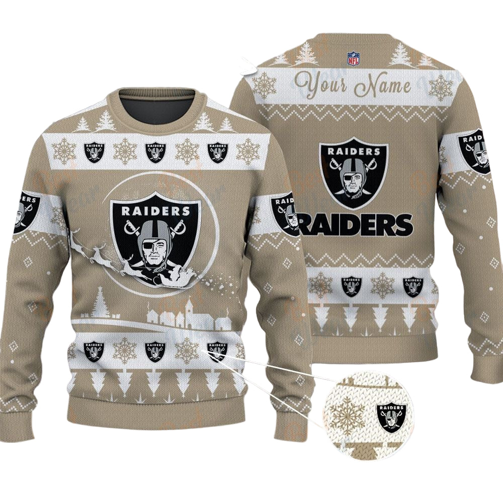 Las Vegas Raiders NFL Ugly Christmas Sweater - Name Customized