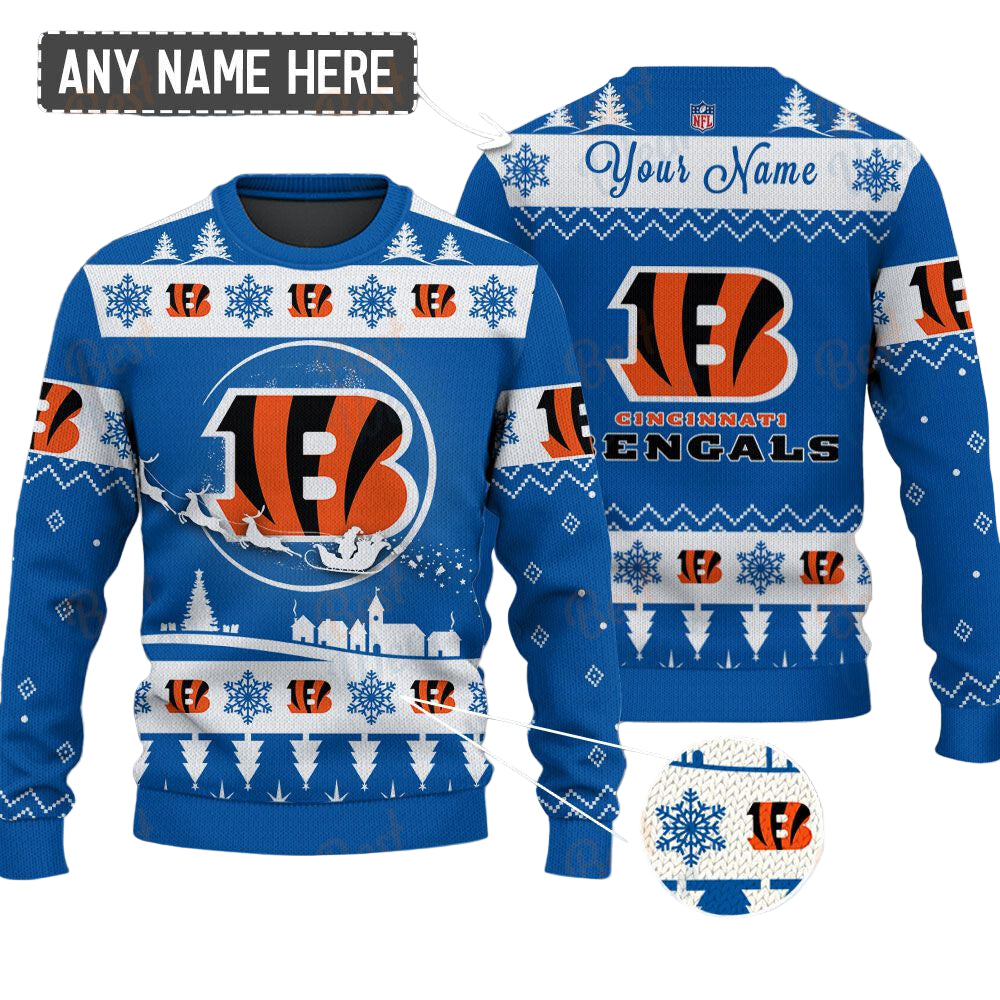 Cincinnati Bengals NFL Ugly Christmas Sweater - Name Customized