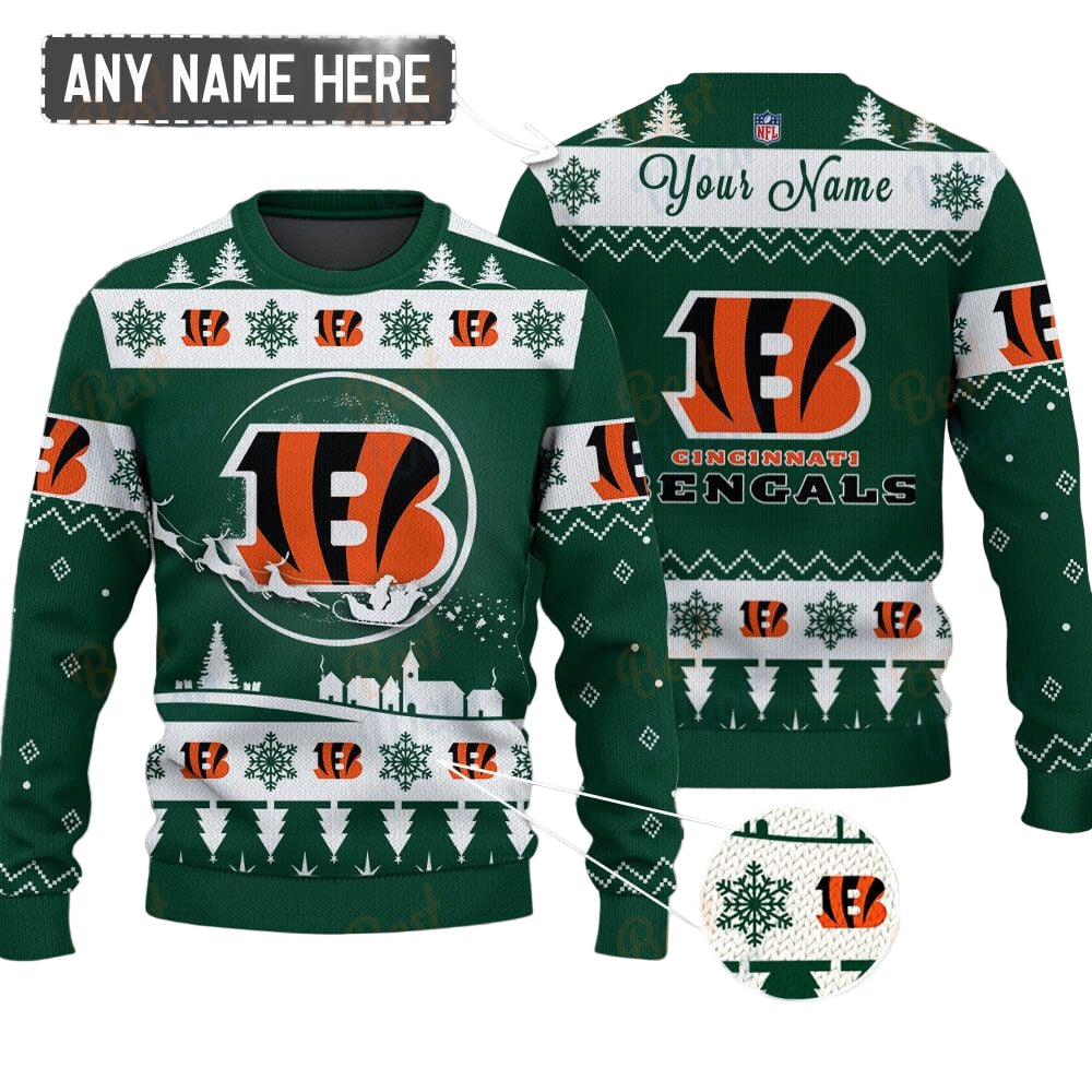 Cincinnati Bengals NFL Ugly Christmas Sweater - Name Customized - Image 2
