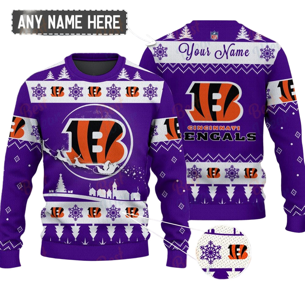 Cincinnati Bengals NFL Ugly Christmas Sweater - Name Customized - Image 2