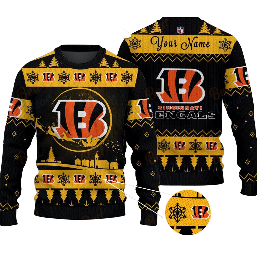 Cincinnati Bengals NFL Ugly Christmas Sweater - Name Customized