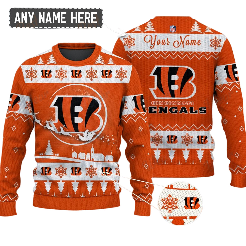 Cincinnati Bengals NFL Ugly Christmas Sweater - Name Customized