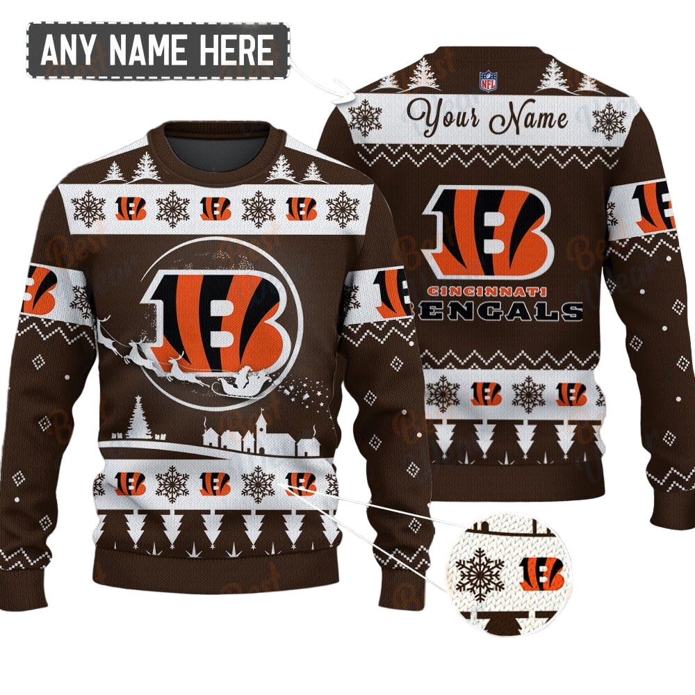 Cincinnati Bengals NFL Ugly Christmas Sweater - Name Customized - Image 2