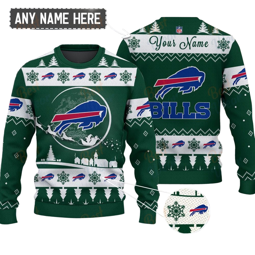 Buffalo Bills NFL Ugly Christmas Sweater - Name Customized - Image 2