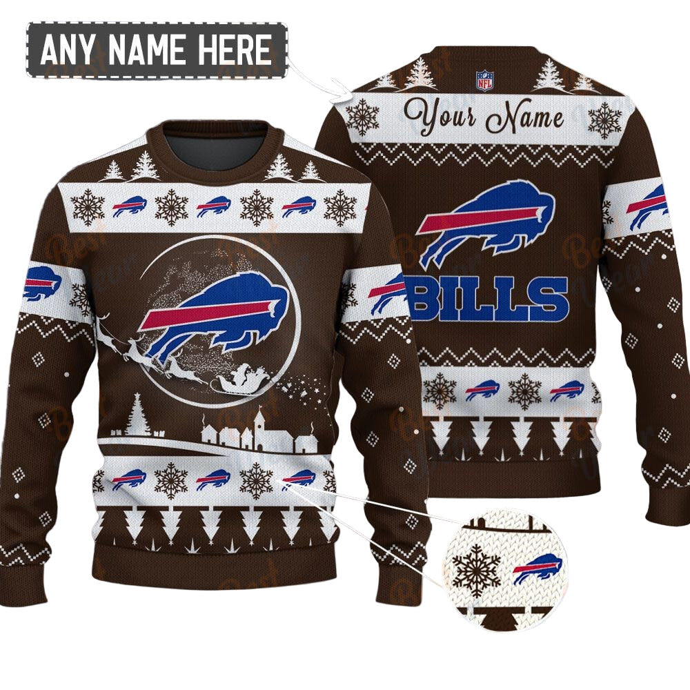 Buffalo Bills NFL Ugly Christmas Sweater - Name Customized - Image 2