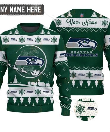 Seattle Seahawks NFL Ugly Christmas Sweater - Name Customized