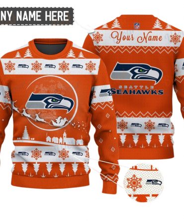 Seattle Seahawks NFL Ugly Christmas Sweater - Name Customized