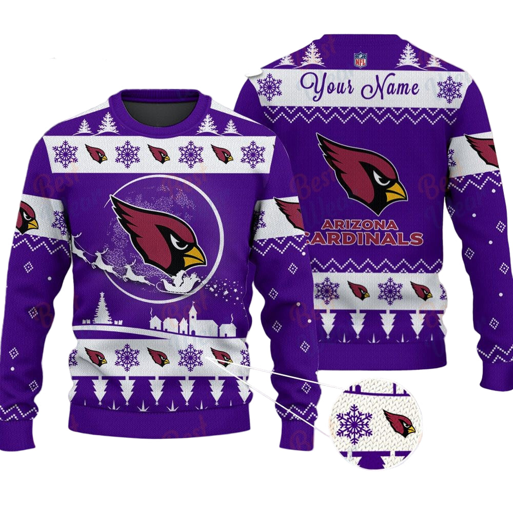 Arizona Cardinals NFL Ugly Christmas Sweater - Name Customized