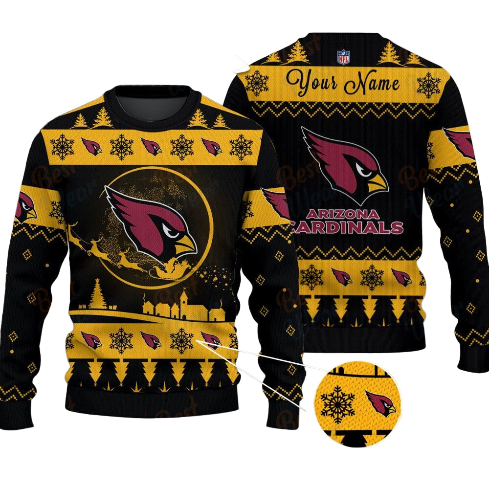 Arizona Cardinals NFL Ugly Christmas Sweater - Name Customized - Image 2