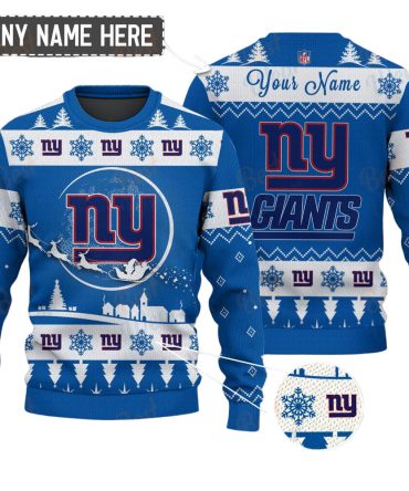 New York Giants NFL Ugly Christmas Sweater - Name Customized