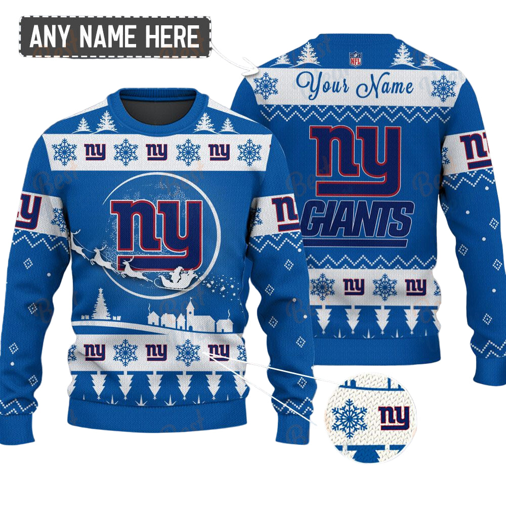 New York Giants NFL Ugly Christmas Sweater - Name Customized