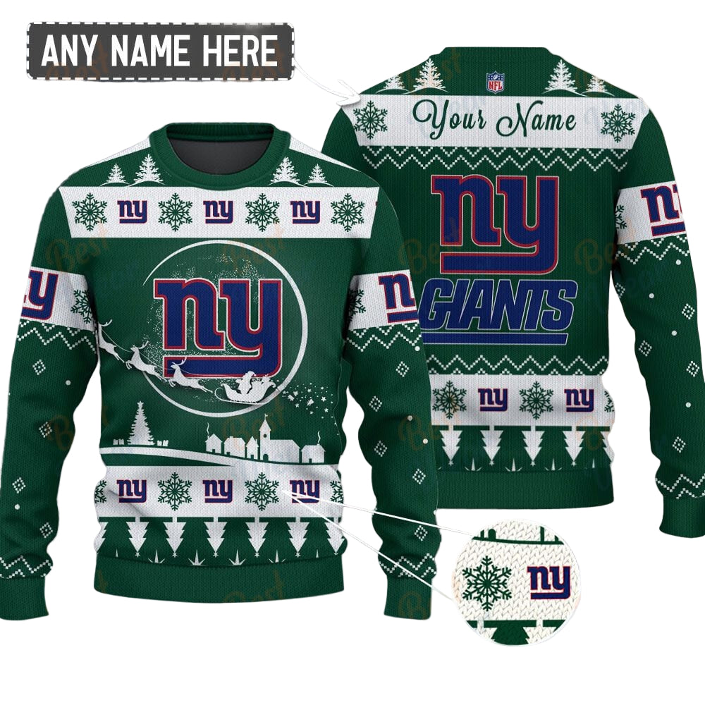 New York Giants NFL Ugly Christmas Sweater - Name Customized - Image 2