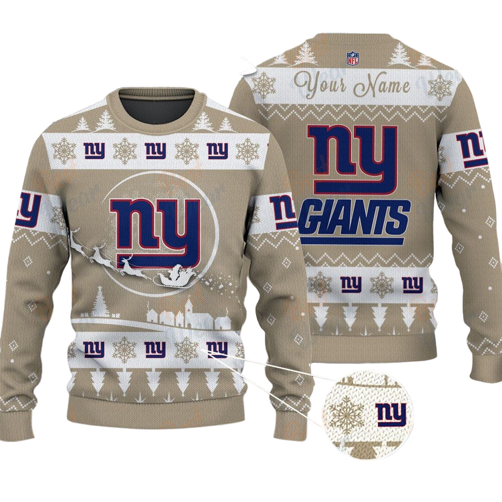 New York Giants NFL Ugly Christmas Sweater - Name Customized