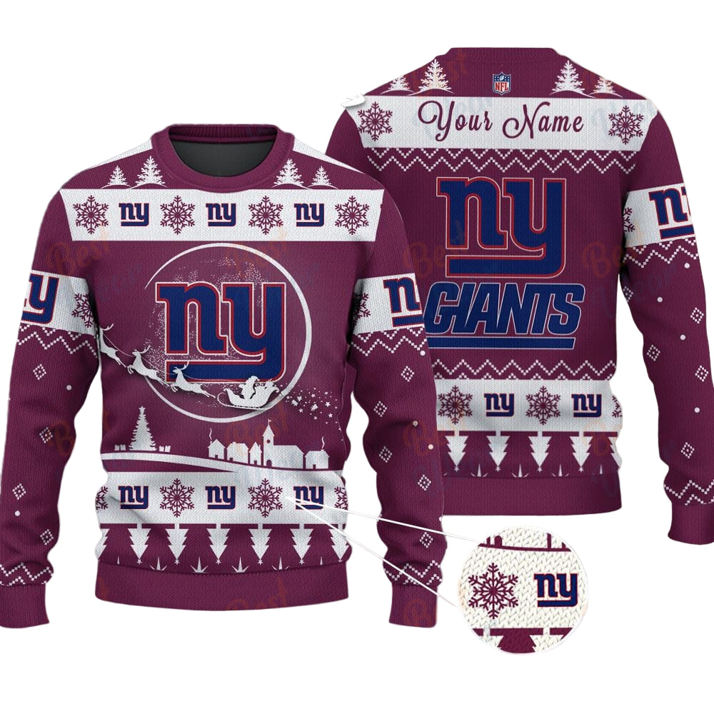 New York Giants NFL Ugly Christmas Sweater - Name Customized - Image 2