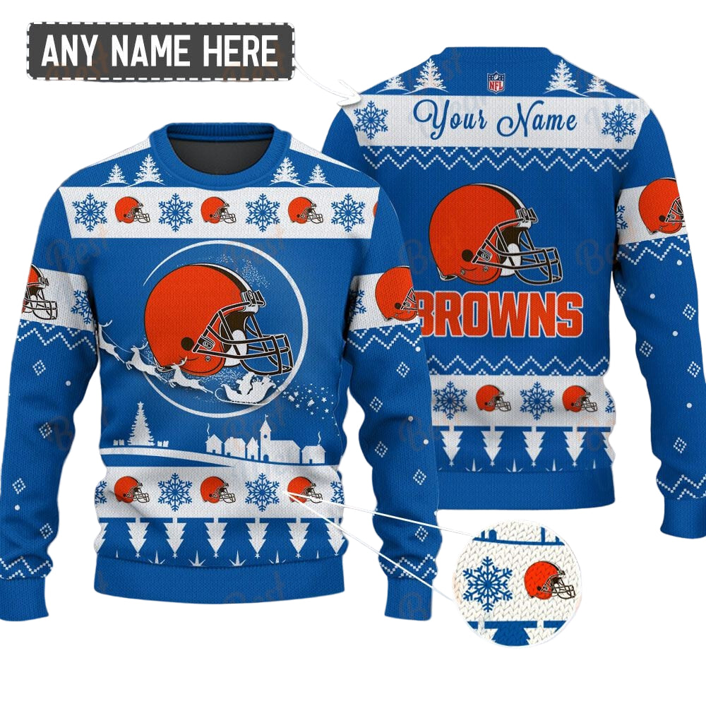 Cleveland Browns NFL Ugly Christmas Sweater - Name Customized